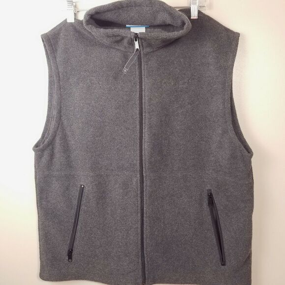 Columbia Fleece Vest Mens M Gray Sleeveless Full Zip Front Pockets Sportswear - Picture 9 of 11